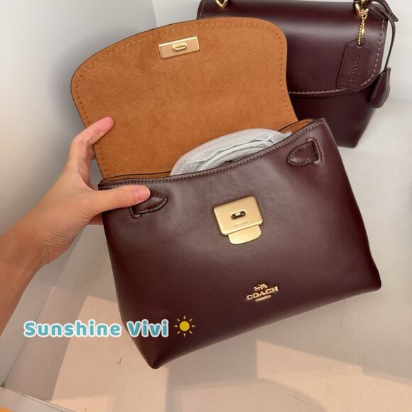 NWT Coach Emory Top Handle Bag Smooth leather CCE54 Gold/ESPRESSO - Picture 7 of 15